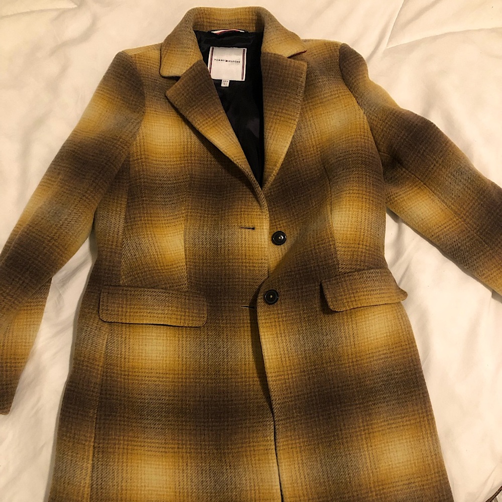 Women’s Tommy Hilfiger Check Wool Coat, Size S/2